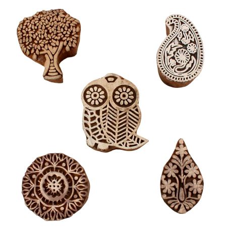 Set of 5 Piece New Mix Wooden Printing Blocks